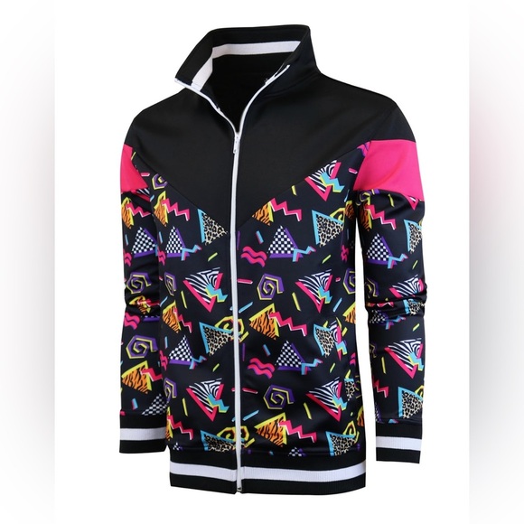 Screenshot 80s Retro Track Jacket Unisex Size Small NWT Slim Fit Streetwear - Picture 1 of 5